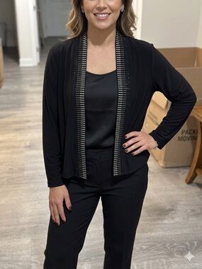 Calvin Klein embellished open-front jacket, size medium, gently used